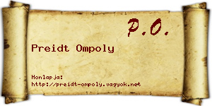 Preidt Ompoly névjegykártya